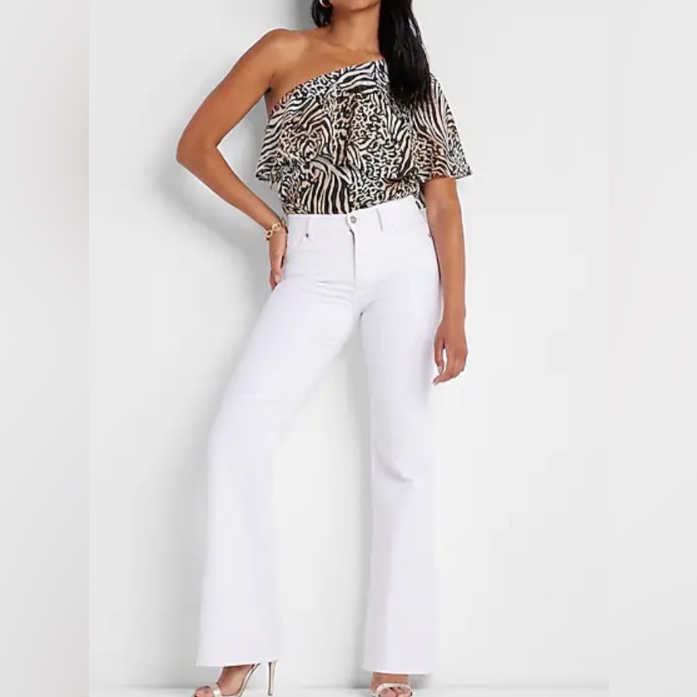 NEW Express X Rachel Zoe XL sheer animal print one shoulder top.